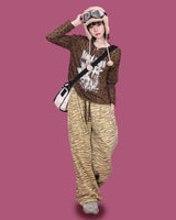 zebra banding pants - yellow