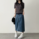  Sundy Charlang Cool Denim Long Skirt [Short & Basic Selection] Lyocell Fabric