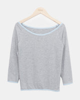 Patin Boat Neck 7-Sleeve Color-Blocked T-Shirt