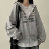 95 Lettering Two Way Hooded Zip-Up