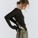 BACKLESS STRAP T-SHIRT / BLACK