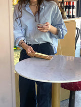 a loosefit cropped shirt, sky blue