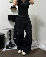 Lace pocket cotton wide PT [3color] D-1461