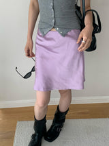 color silk flare midi skirt