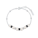 two tone sparkle twist shell pearl 925 sterling silver with two tone plating bracelet B069-03T
