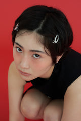 [2SET] metal oval hair pin - silver