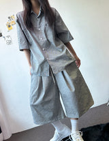 Logi Linen Stripe Balloon Bermuda Shorts 2color