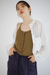 Linen blend Cutout top, Brown