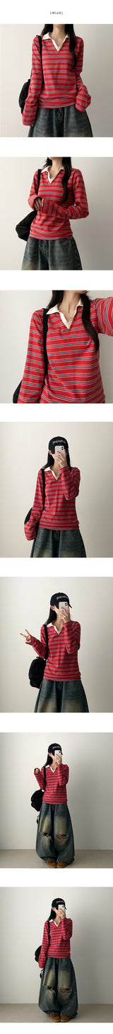 Pearlo Stripe Dangara Cara Long Sleeve T-shirt