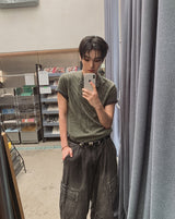 ウィート ピグメント リブ マッスル ヘンリーネック 半袖Tシャツ