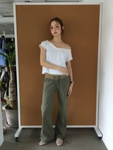 ラスレースオフショルダーTシャツ(3color)
