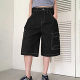Topa Y2K Back Embroidery Bermuda Half-Length Denim Pants