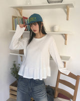 シホールドットフリルレイヤード長袖Tシャツ