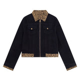 Cleo Leopard Trim Denim Jacket