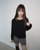 Kern Asymmetrical Wrap Sleeveless Long-Sleeve Knit