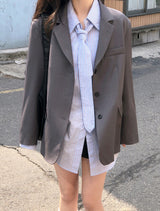 #Daily Overfit Stripe Shirt + Tie Set (2color)