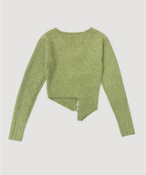 ASYMMETRIC COLOR KNIT CARDIGAN