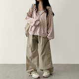 Itta Overfit Stripe Dangara Hooded Zip-Up