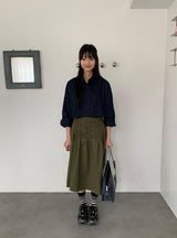 デキンシャーリングバンディングミディスカート