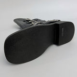 Six buckle belt long worker leather boots