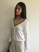 Bone Silk V Cardigan (2color)