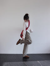 CORDUROY STRAP PANTS (BEIGE)