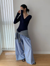 ビッグバッグストラップスリムロングスリーブTシャツ