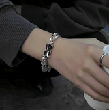 2TYPE [Ball Mix, Double Chain Mix] Layered Silver Bracelet