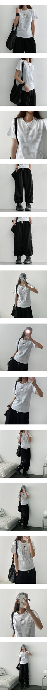 Yurat lettering short-sleeved T-shirt (4 colors)