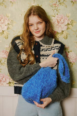 Vivid Hair Wool Shoulder Bag [Blue]