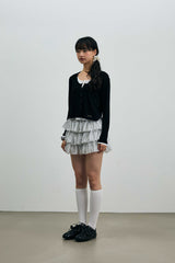 LYLA LAYERED CARDIGAN / BLACK-WHITE