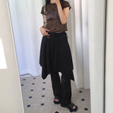 Fabel Ribbon Strap Unbalanced Cutting Midi Skirt