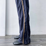 Navy Side-Line Draped Pants