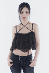VERA BELTED BOOT-CUT DENIM black