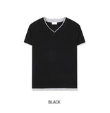 Ladies Layered V-Neck Short Sleeve T-Shirt