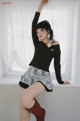 Halterneck Lace Layered Two-Piece Knitwear