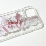 【MADE】romantic pink lace ribbon MagSafe gelhard phonecase
