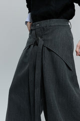 Deconstructed Striped Wide Leg Trousers