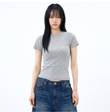 ストレッチコットンスリムショートスリーブTシャツ メランジ