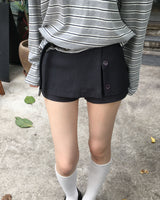 Button wrap skirt pants