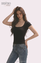 Minky Square Slim Color Short Sleeve T-shirt