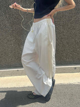 Contrast nylon wide pants(2color)