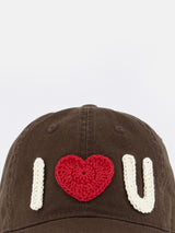 I ♡ U Crochet Cap-Brown