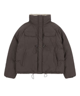 HIGH NECK STRING POCKET PUFFER (BROWN)_F24ZA954