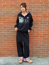 CHECK ROLL UP SWEATPANTS BLACK