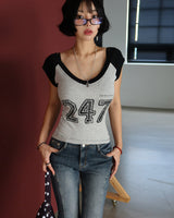 Capri Half-Length Slim Fit Denim Pants