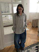 Tele Side Pintuck Wide Denim Pants