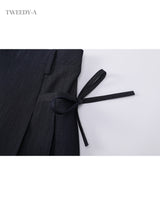(NEW) Denim Ribbon Pleats Skirt 2 Colors