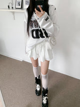 Bow Silky Overfit Leopard Patch Rugby Long Sleeve T-Shirt (2 Colors)