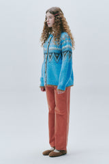 Atelier Jacquard Knit Cardigan [Blue]